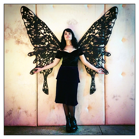 Personal I-Phone image of Carla Tofano at the Dangerous Minds exhibition held at The Underdog Gallery by Toby Deveson. April 2017